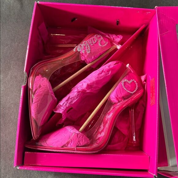 Barbie x ALDO Barbiestessy Collection Pink Translucent Pointed Toe Pumps 7.5 NEW - Picture 3 of 15